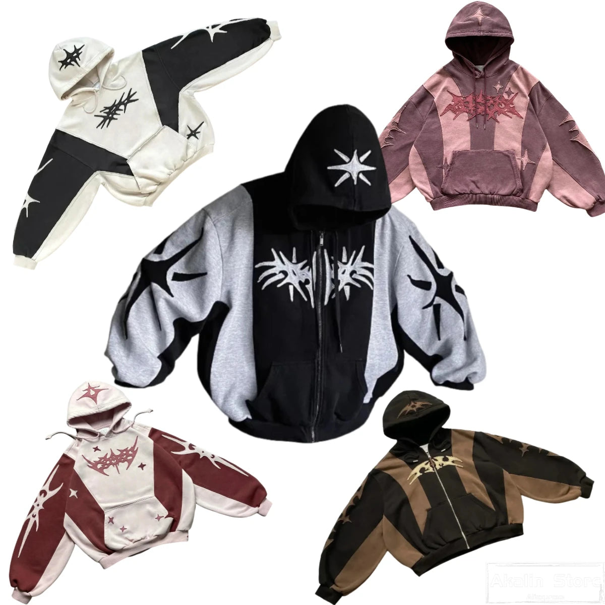 Y2K Patch Streetwear Hoodies