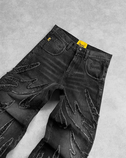 Distressed Flame Baggy Jeans