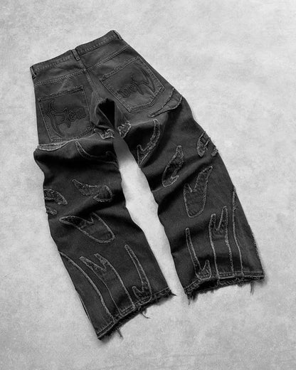 Distressed Flame Baggy Jeans