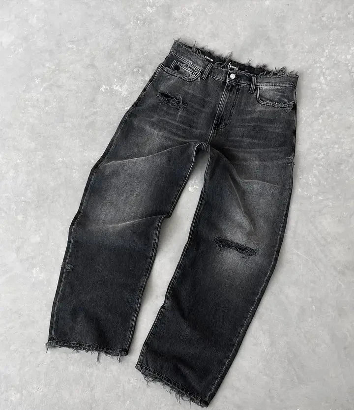 Distressed Flame Baggy Jeans