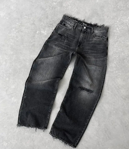 Distressed Flame Baggy Jeans